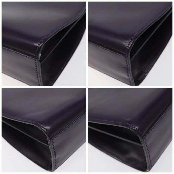 CELINE Hand Bag Leather Purple Gold Auth - Picture 16 of 16